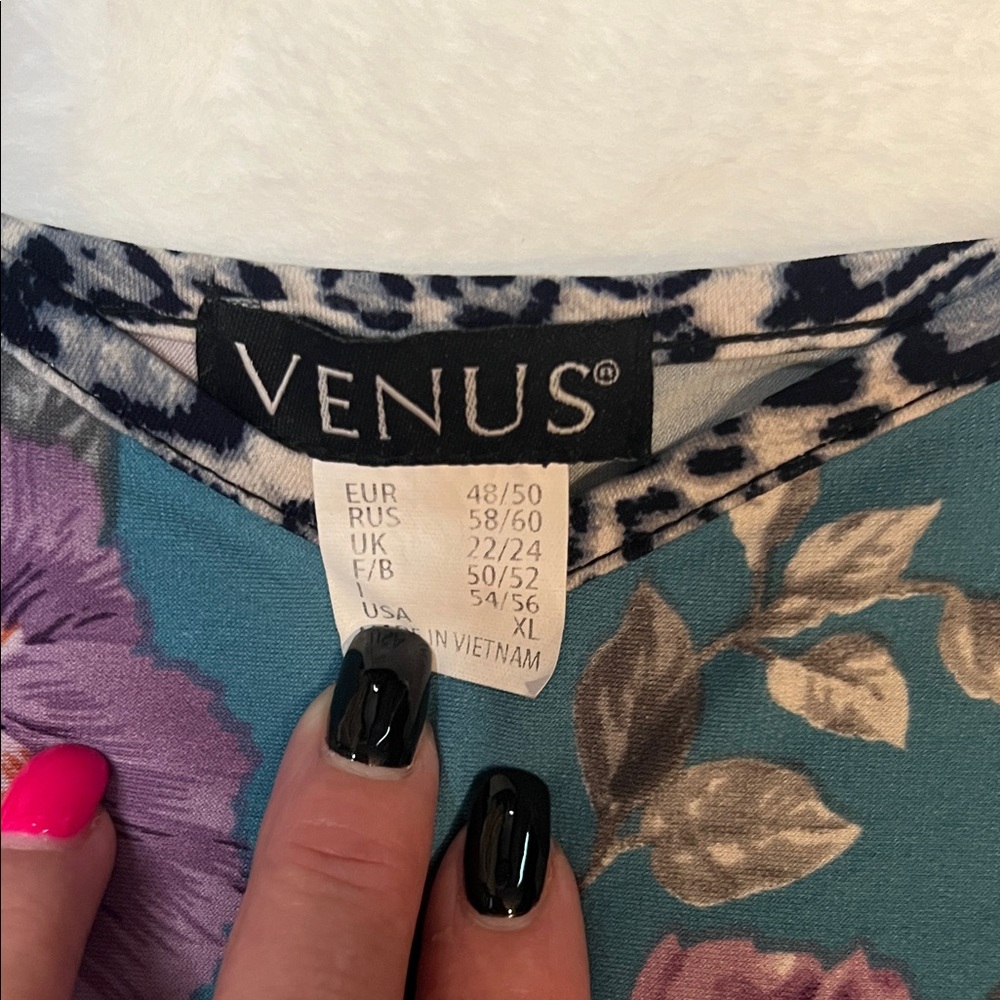 VENUS Teal and Purple Floral Leopard Mini Dress - Picture 2 of 7